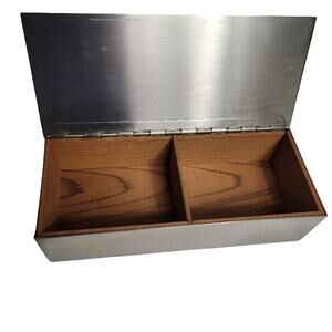 Vintage Metal Art Storage Box by Heintz Smith Silver Wood Keepsakes Collectible